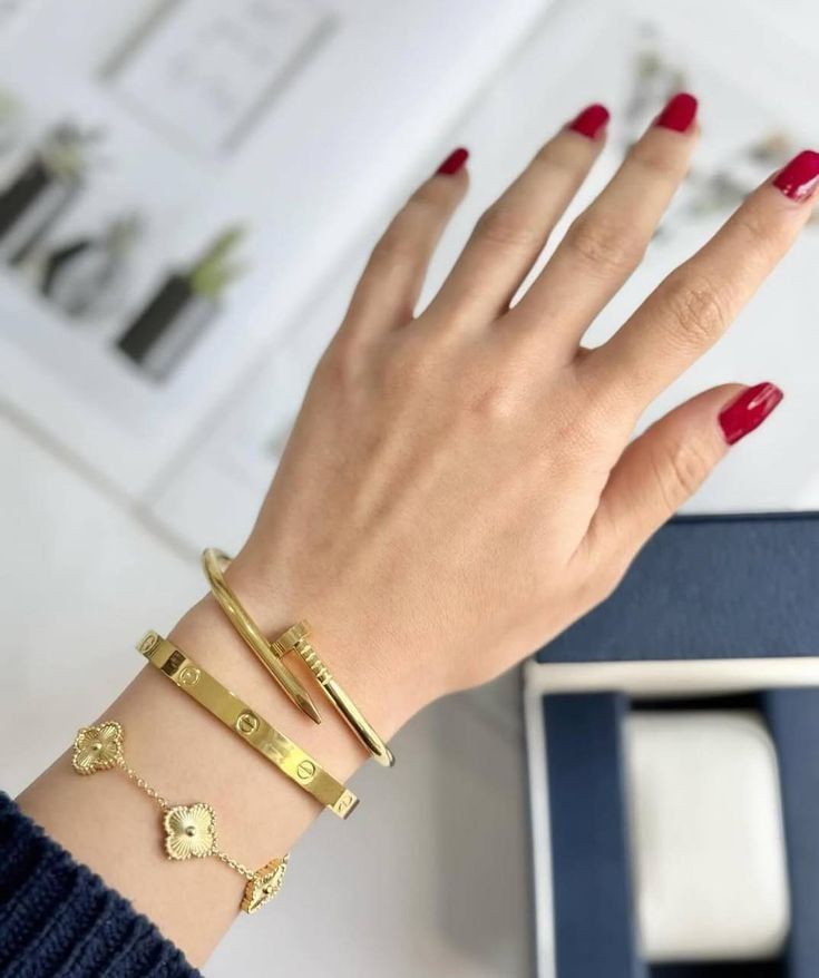 Gold Plated Nail Bangle