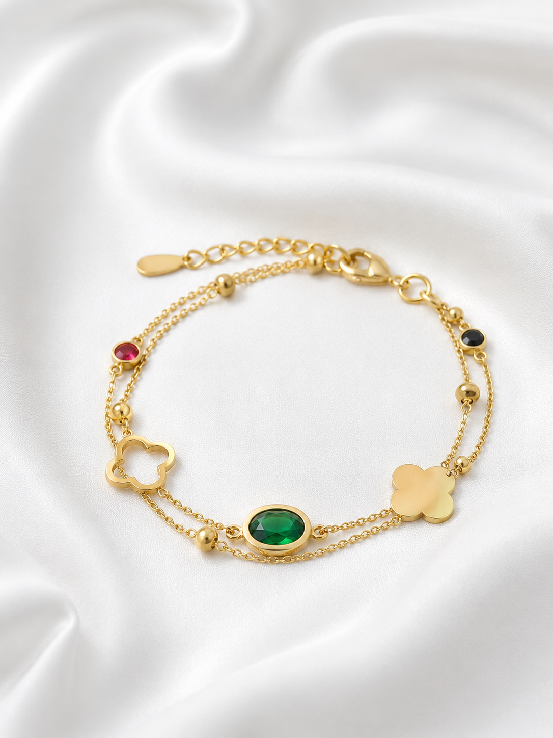 Four-Leaf Clover Double Layer Bracelet