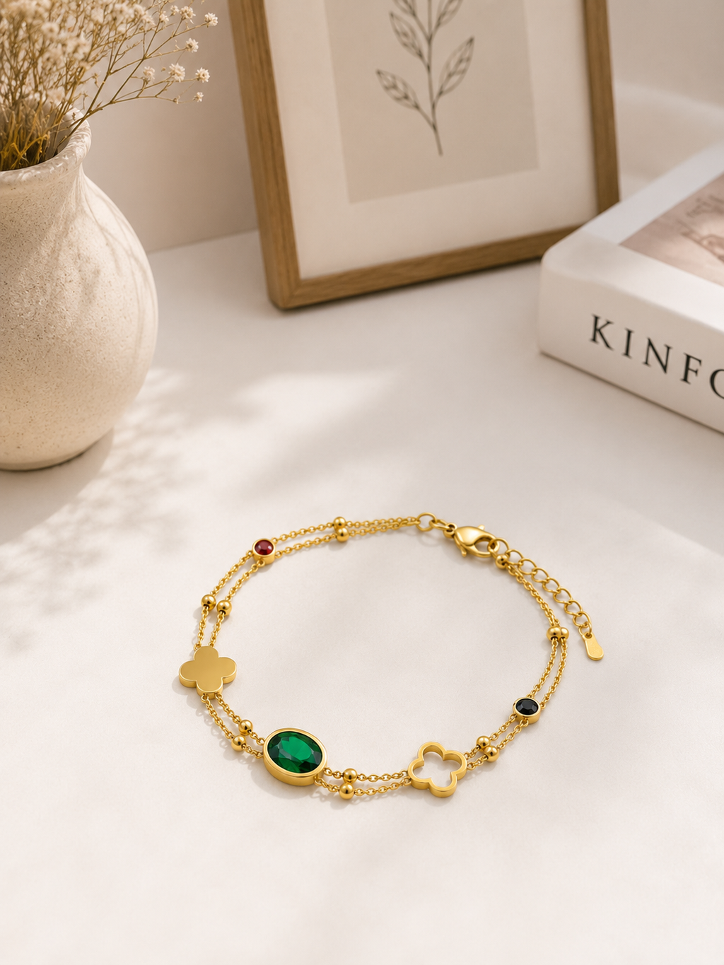 Four-Leaf Clover Double Layer Bracelet