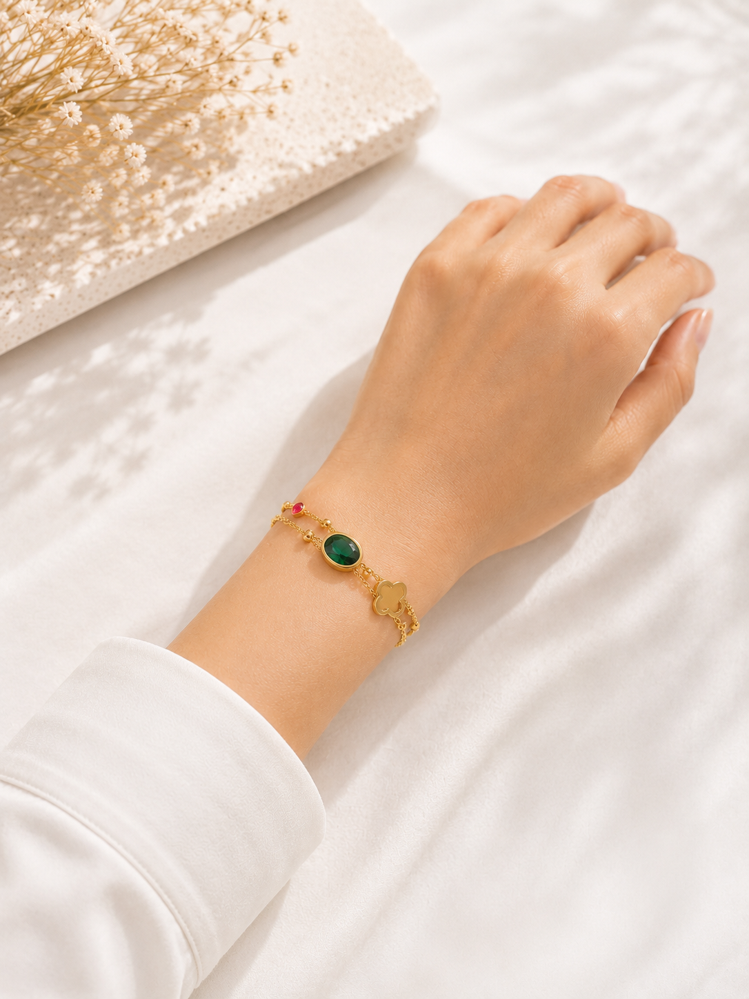 Four-Leaf Clover Double Layer Bracelet