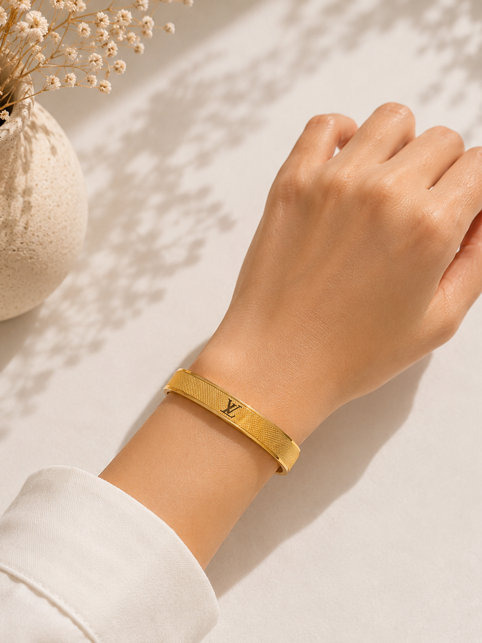 Luxury Yves Saint Laurent Textured Bangle