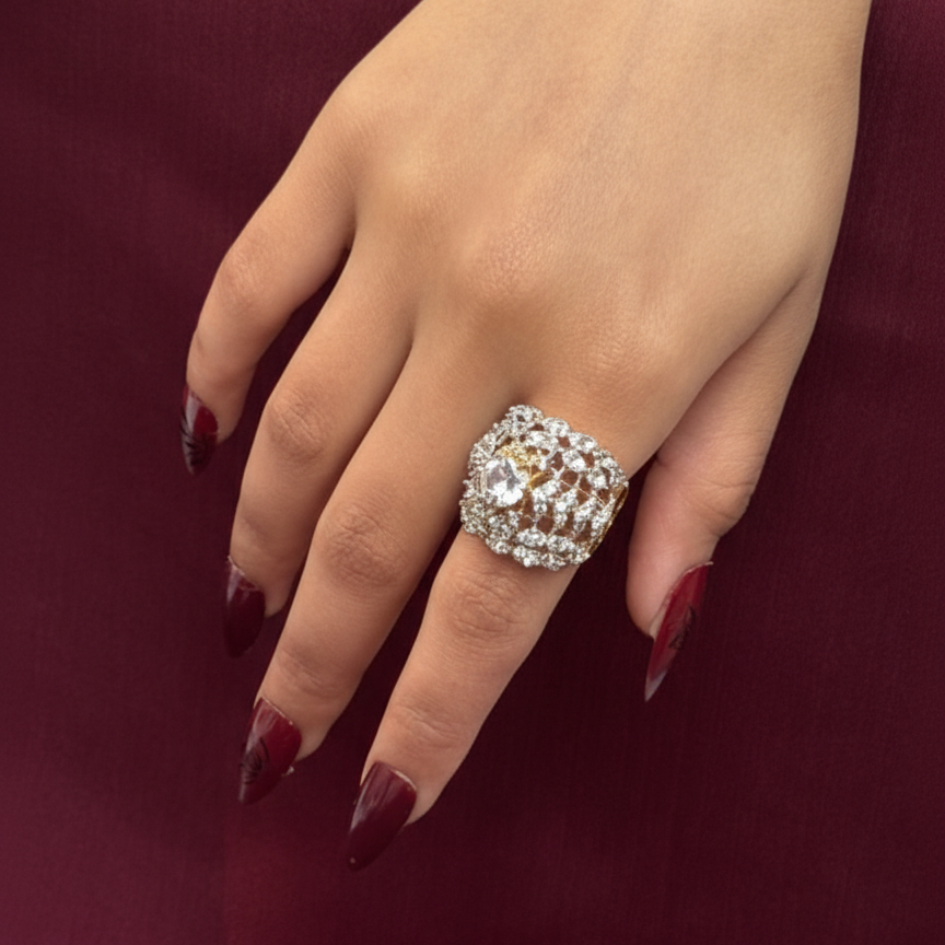 Golden Empress Diamond Ring (Adjustable)