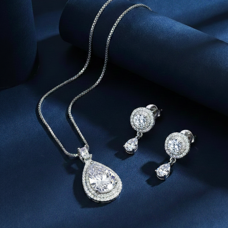 Sapphire Blue Zircon Necklace Set