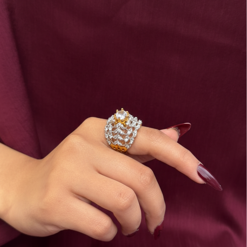 Golden Empress Diamond Ring (Adjustable)