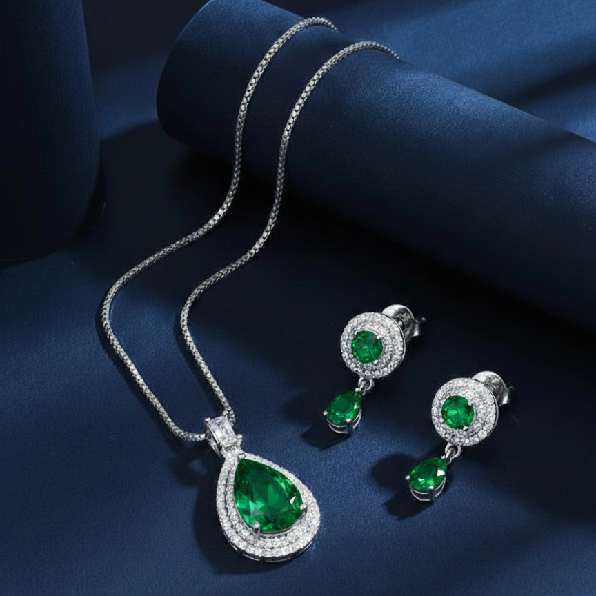 Sapphire Blue Zircon Necklace Set