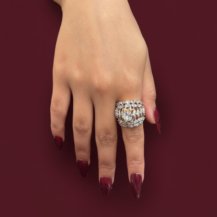 Golden Empress Diamond Ring (Adjustable)