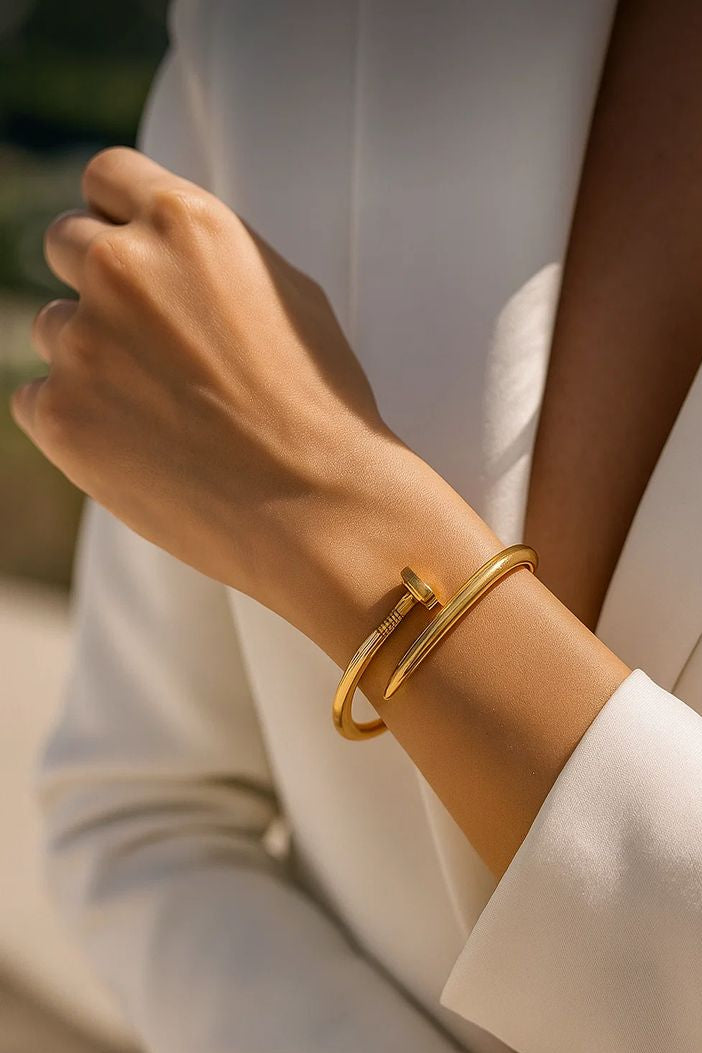 Gold Plated Nail Bangle
