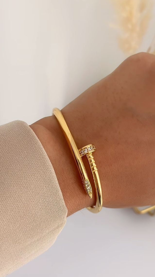 Gold Plated Nail Bangle